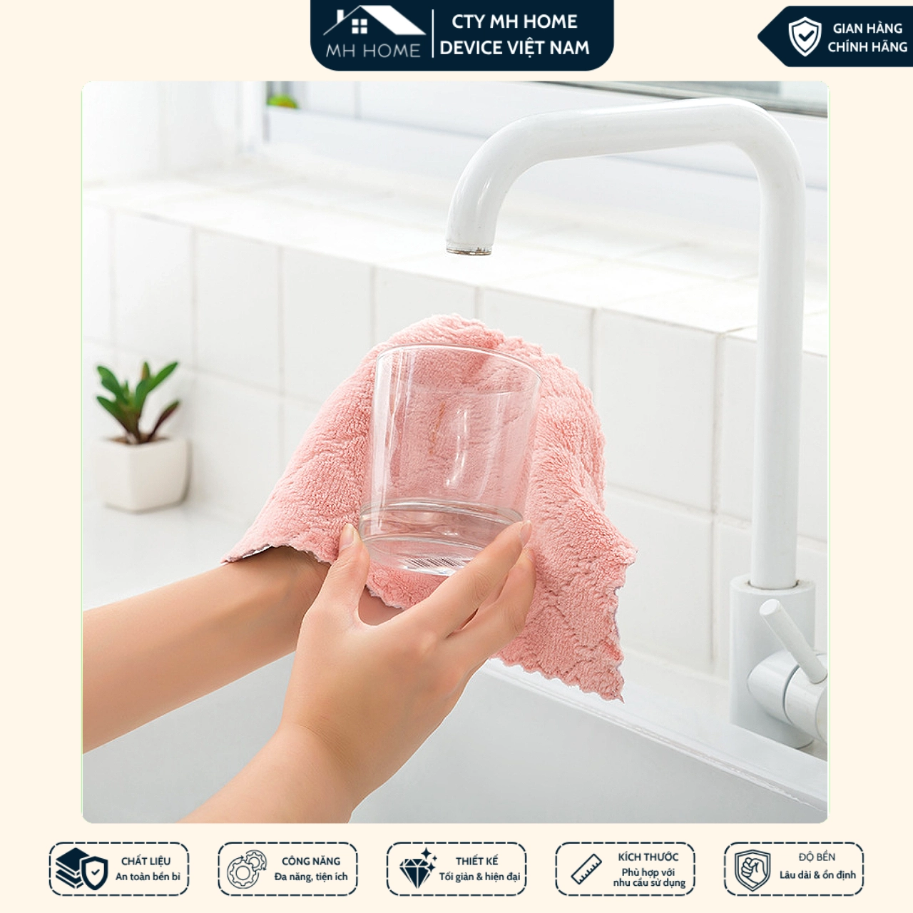 Combo 10 Khăn Lau 2 Mặt Đa Năng 17x26cm Siêu Thấm Hút Không Xơ Lau Bếp, Ô Tô, Bàn Thờ | MH Home